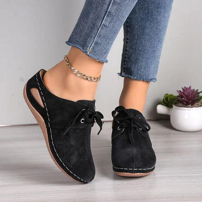 🔥Last Day Promotion 50% OFF - 2024 New Women's Sculpted Wedge Heel Thick Leather Shoes