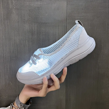 Women's Shoes Summer Flat Sneakers, Breathable Comfortable Light Slip-on