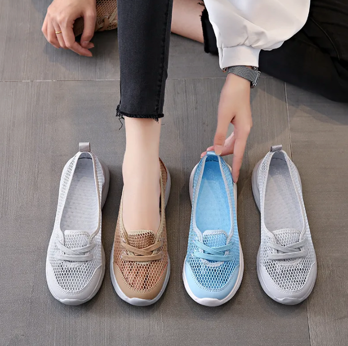 Women's Shoes Summer Flat Sneakers, Breathable Comfortable Light Slip-on