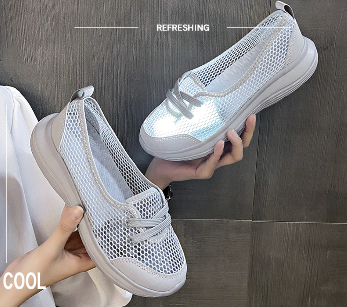 Women's Shoes Summer Flat Sneakers, Breathable Comfortable Light Slip-on